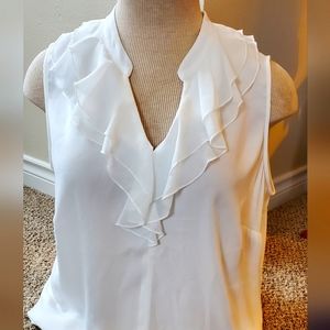 Soft white ruffles tank top